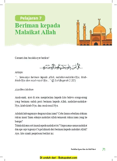 Pelajaran 7 Beriman Kepada Malaikat Allah