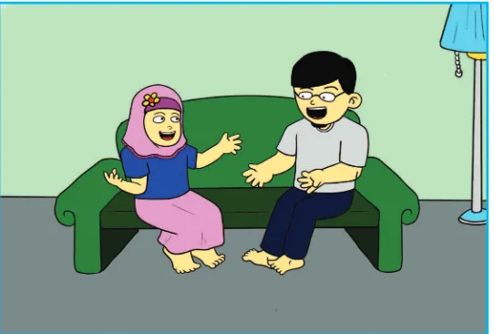 Gambar 7.1 Fatimah dan ayahnya sedang bercakap-cakap di salah satu ruang di rumahnya