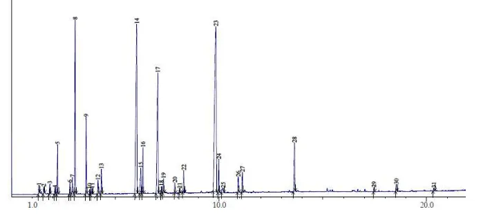 Tabel 3Kandungan kimia minyak bawang putih hasil ekstraksi metode destilasi air 