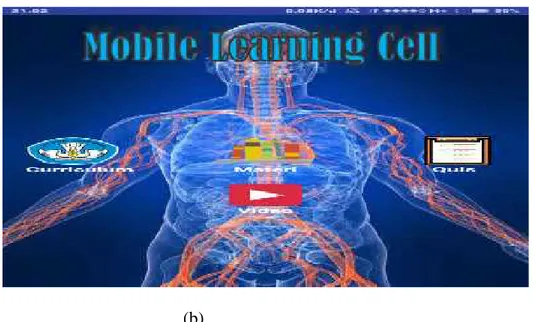 Gambar  4.1  Tampilan  aplikasi mobile  learning. (b)  Halaman  tampilan menu utama.