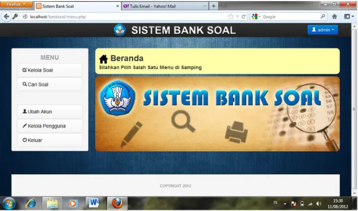 Gambar 8. Tampilan Awal Sistem Bank Soal 