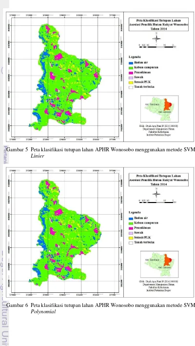 Gambar 5  Peta klasifikasi tutupan lahan APHR Wonosobo menggunakan metode SVM 