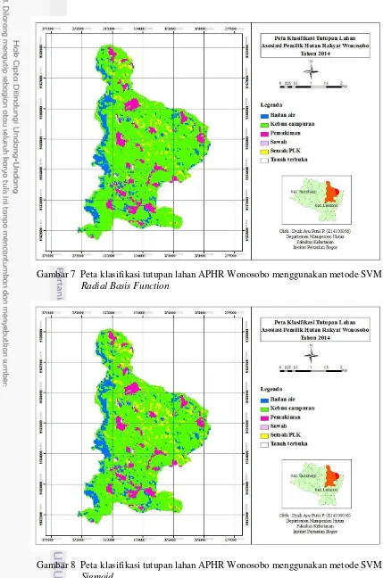 Gambar 7  Peta klasifikasi tutupan lahan APHR Wonosobo menggunakan metode SVM 