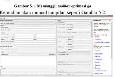 Gambar 5. 1 Memanggil toolbox optimasi ga 