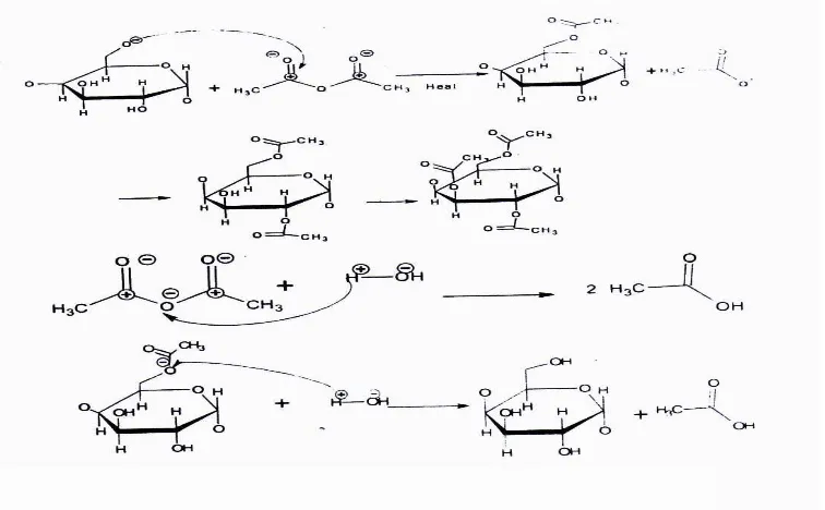 Gambar 2.4 reaksi subtitusi nukleofilik pada atom karbon dari anhidrida asetat 