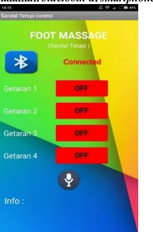 Gambar 5. Implementasi aplikasi halaman  bluetooth di smartphone android 