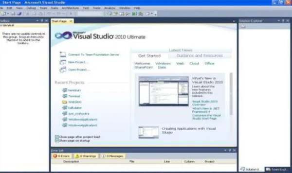 Gambar II.2. Start Page Visual Bacic 2010  Sumber : Wahana Komputer, Visual Basic 2008, 2009 
