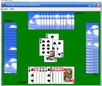 Gambar 2. Passing Cards dalam Permainan Hearts Buatan  Microsoft 