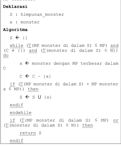 Gambar 8 Pemilihan Monster 