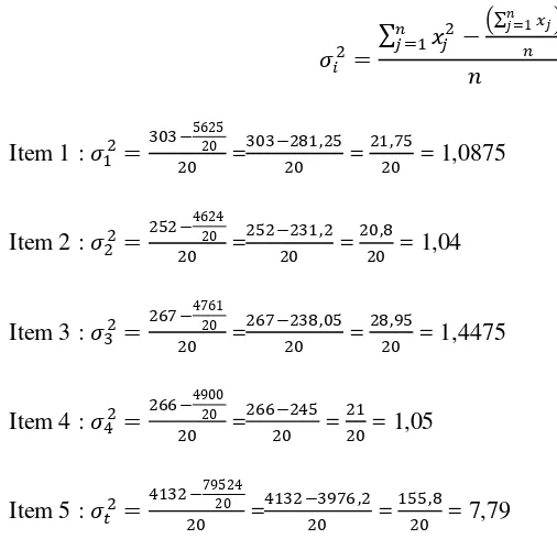Tabel 3.6 Nilai Hitung r, Nilai Tabel r, dan Keterangan Variabel 