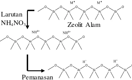 Gambar 1. Pergerakan amonium sebagai bahan aktivasi zeolit (Banon dan Suharto, 2008)   
