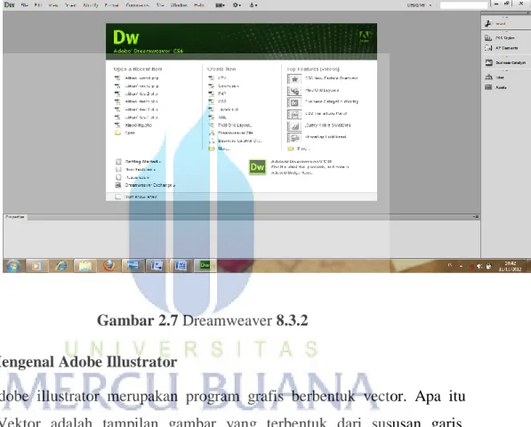Gambar 2.7 Dreamweaver 8.3.2  2.18  Mengenal Adobe Illustrator 