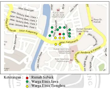 Gambar 4.2 Peta Lokasi Lingkungan Tempat Tinggal Subjek P 