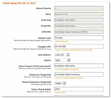 Gambar 8. Form Daftar Ulang 