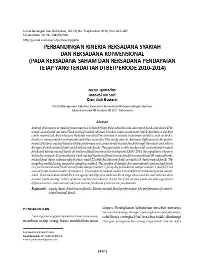 Perbandingan Kinerja Reksadana Syariah Dan Reksadana Konvensional (Pada ...