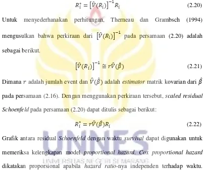 Grafik antara residual Schoenfeld dengan waktu survival dapat digunakan untuk 