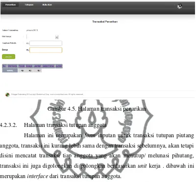 Gambar 4.6. Halaman transaksi tutupan commit to user 