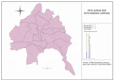 Gambar 3. Peta Sumur Bor Kota Bandar Lampung.