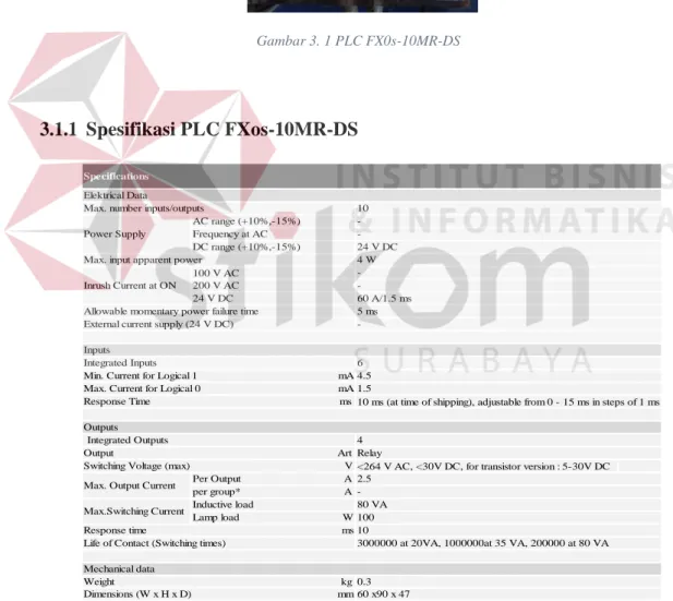 Gambar 3. 2 Spesifikasi PLC FXos-10MR-DS