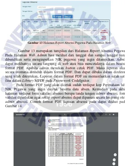 Gambar 14 Halaman Cetak Report Absensi Pegawai Dalam Format PDF 