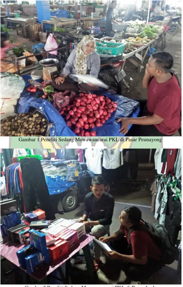 Gambar 1 Peneliti Sedang Mewawancarai PKL di Pasar Peunayong 