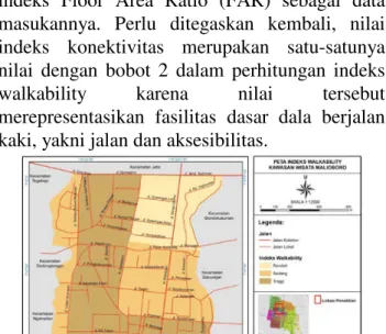 Gambar 8 Peta Indeks Walkability daerah penelitian 