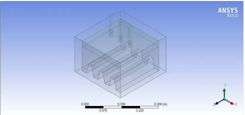 Gambar 4.3 Model 3D Mesh Evaporator pada Software Ansys 15.0 