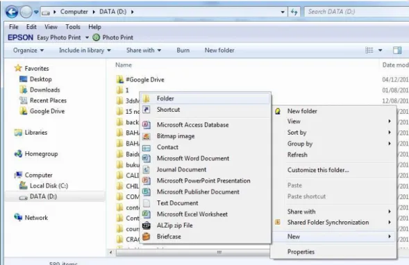 Gambar 2. 4 Memberi Nama Folder  f.  Maka hasilnya seperti gambar di bawah ini 