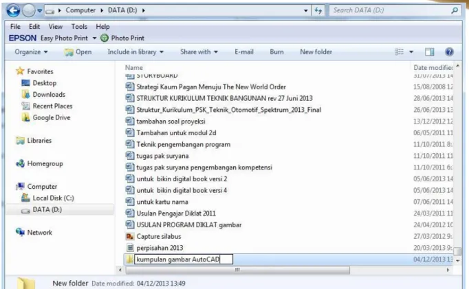 Gambar 2. 9 Hasil membuat folder awal  g.  Maka hasilnya seperti gambar di bawah ini 