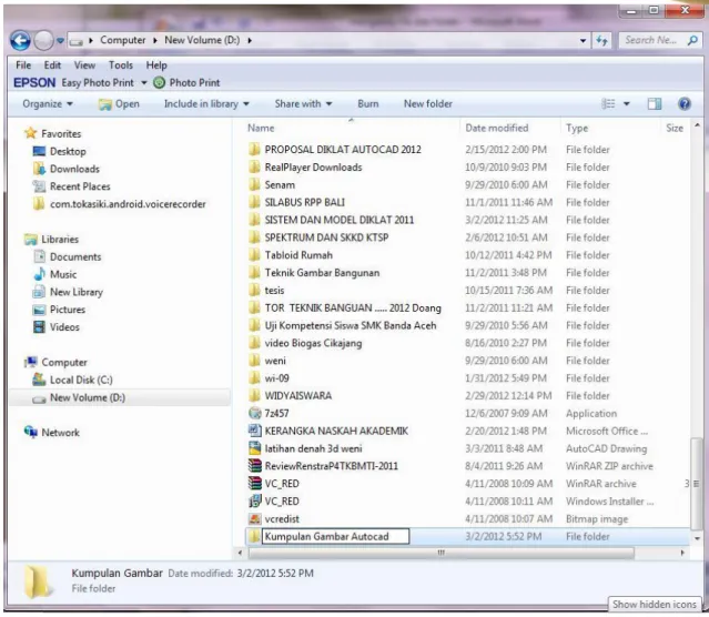 Gambar 2. 12 Mengetik nama folder yang dikehendaki  6.  Klik saja di sembarang tempat