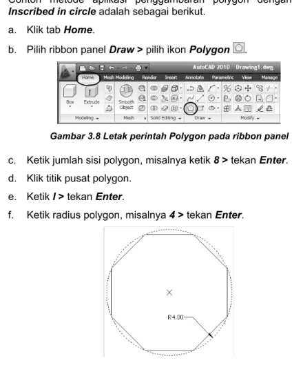 Gambar 3.8 Letak perintah Polygon pada ribbon panel 