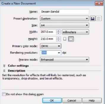 Gambar 3.1 pengaturan lembar kerja CorelDraw X5 