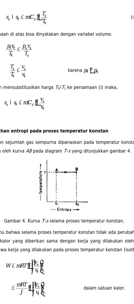 Gambar 4. Kurva  T-s  selama proses temperatur konstan. 