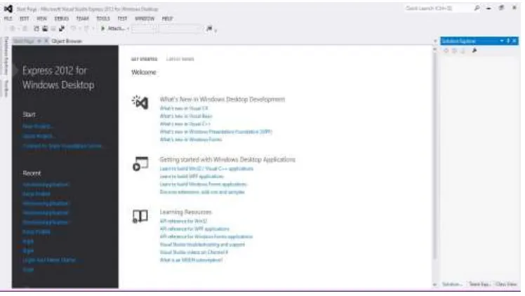 Gambar 2.2 Tampilan Awal Microsoft Visual Studio 2012          
