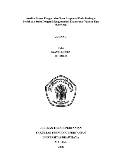 Analisa Proses Pengentalan Susu Evaporasi Pada Berbagai Perlakuan Suhu