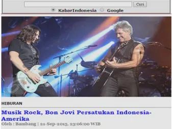 Gambar 3.9. Artikel yang dimuat oleh netizen dalam Harian Kabar Online terkait dengan Konser Bon  Jovi di Jakarta 