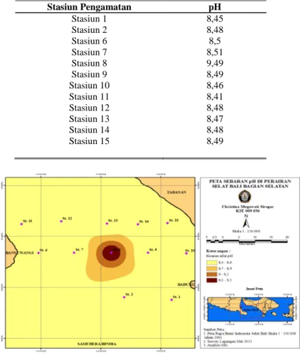 Gambar 5. Sebaran pH Di Perairan Selat Bali Bagian Selatan 