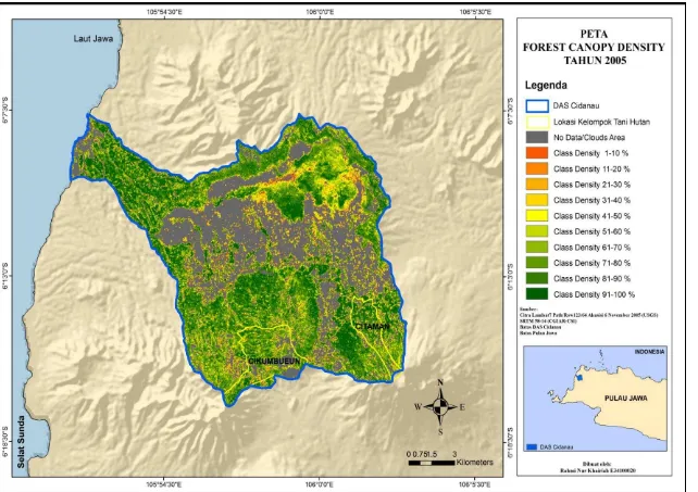 Gambar 7  Peta Forest Canopy Density tahun 2005