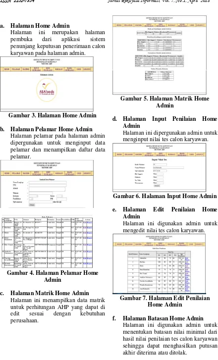 Gambar 5. Halaman Matrik Home 