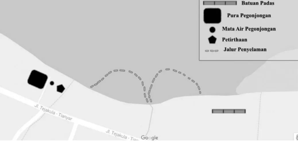 Gambar 2. Jalur Penyelaman di Pantai Bangsal 