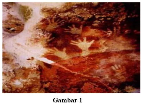 Gambar 1  Gambar Gua Prasejarah Telapak Tangan,Gua Leang-Leang , Desa 