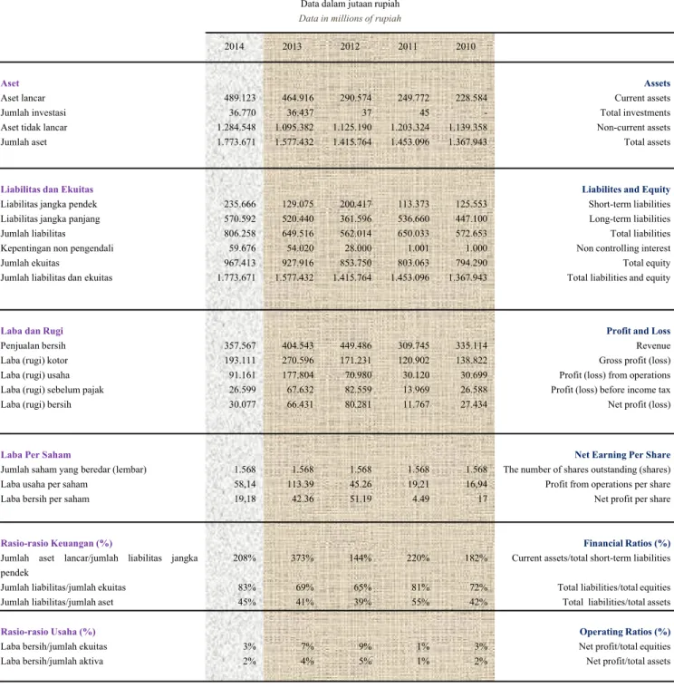 Table of Financial Highlights