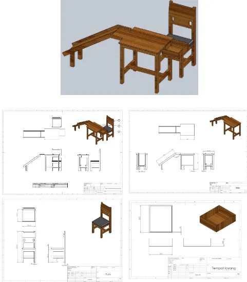 Gambar 7. Desain Meja dan Kursi Kerja 