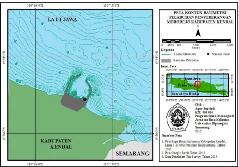 Gambar 5. Peta kontur batimetri (Sumber : Data Pengolahan Penelitian 2013).  Kelerengan 