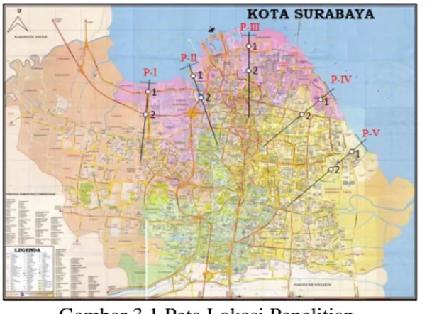 Gambar 3.1 Peta Lokasi Penelitian  Penentuan titik-titik lokasi penelitian  merupakan permukiman yang padat penduduk