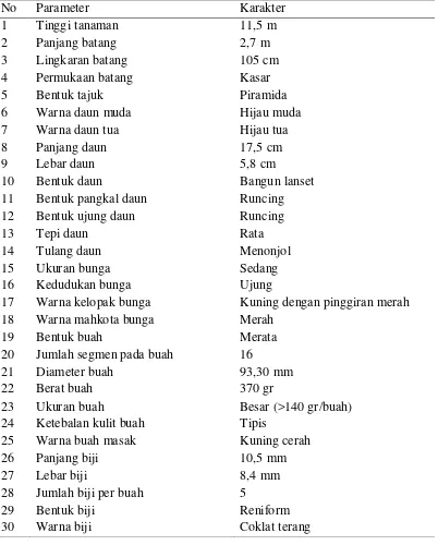 Tabel 14. Karakterisasi morfologi tanaman Asam gelugur di Desa Payabengkuang Kecamatan Gebang Kabupaten Langkat 