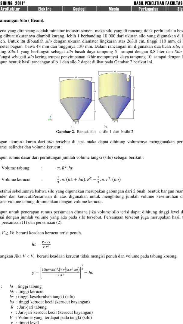 Gambar 2.  Bentuk silo   a. silo 1  dan  b silo 2