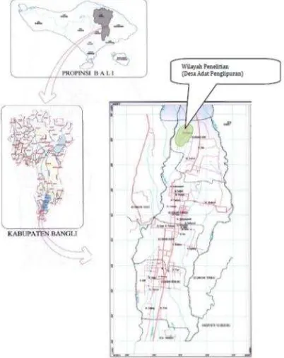 Gambar 1. Peta Lokasi Desa Adat Penglipuran  Sumber : RDTRK Ibukota Kecamatan Bangli Th