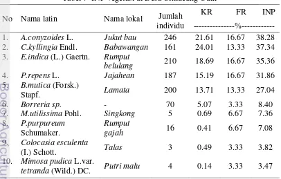 Tabel 7  INP vegetasi di Desa Cihideung Udik 