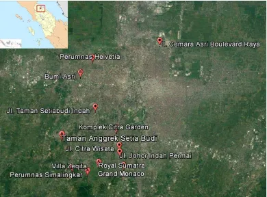 Gambar 4.2 Letak perumahan pada peta kota Medan Sumber: Google Earth 